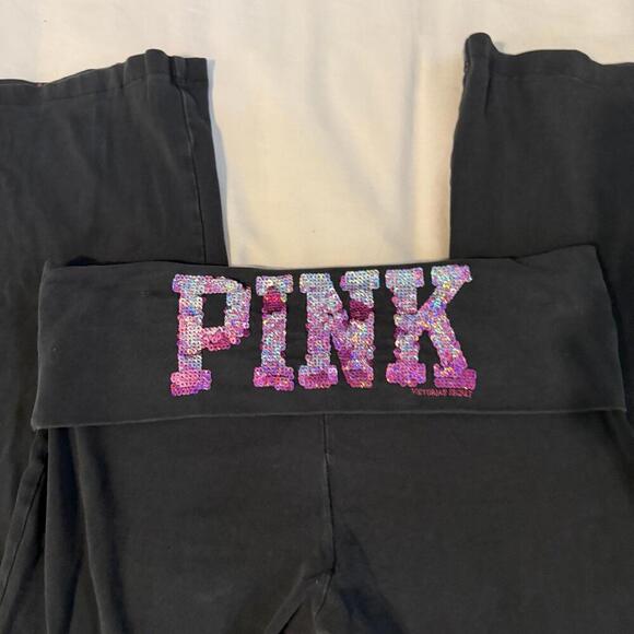 Y2K PINK Victoria's Secret Foldable Waist Flare Yoga Pants - Picture 2 of 4